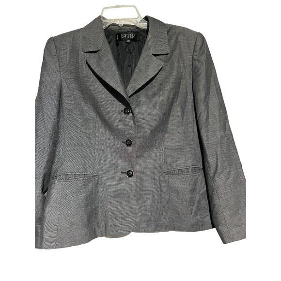 Kasper Women's Blazer Career Business Formal Double Front Pocket Gray Size 14P - Picture 2 of 6